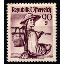 Folkedragter - Østrig - Enkeltmærke - 90 gr. brunlilla - Postfrisk.